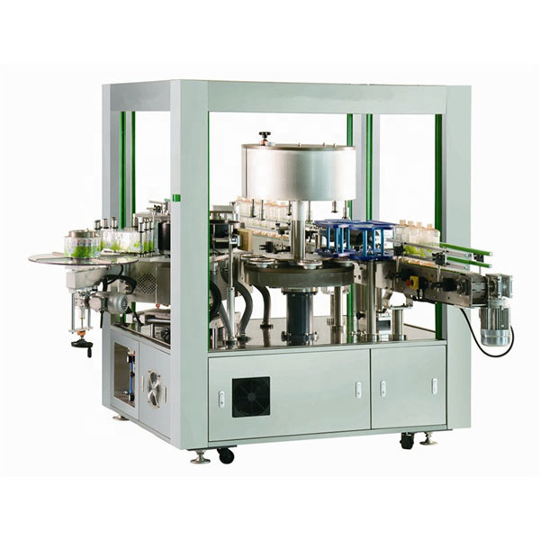 Roterende etiketmasjien voor en agter