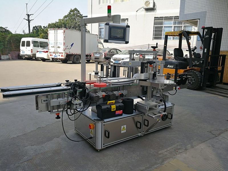 Sjampoe bottel dubbel kant kleef etikettering masjien vol outomatiese verskaffer